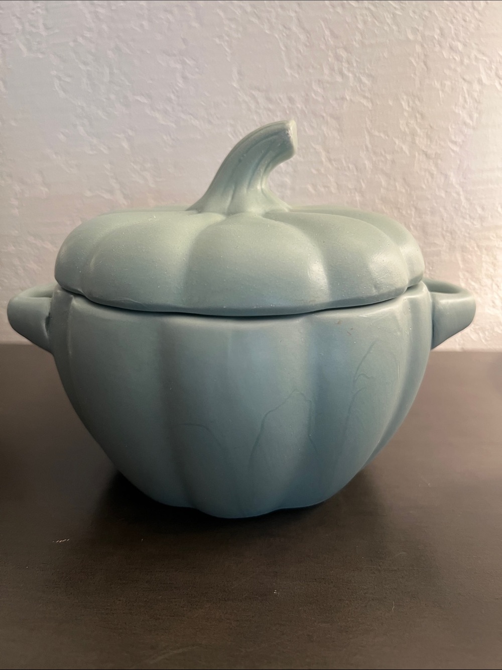 Crofton stoneware Pumpkin Lidded Bowl - Seafoam Blue